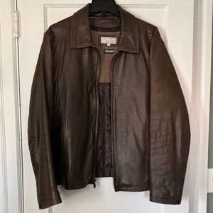 Brown Genuine Leather Jacket- Men’s Large with 3M Thinsulate zip out lining
